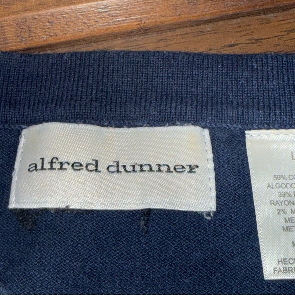 Alfred Dunner Navy Stripe Embellished Knit Tunic Top Long Sleeve L - Picture 6 of 9